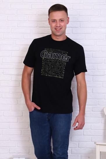 Футболка мужская, принт "Gamer", черный (816 вид 2) - фото 1