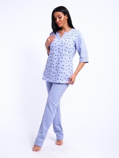 Пижама с брюками футер с начёсом (01059, голубой) - фото 10