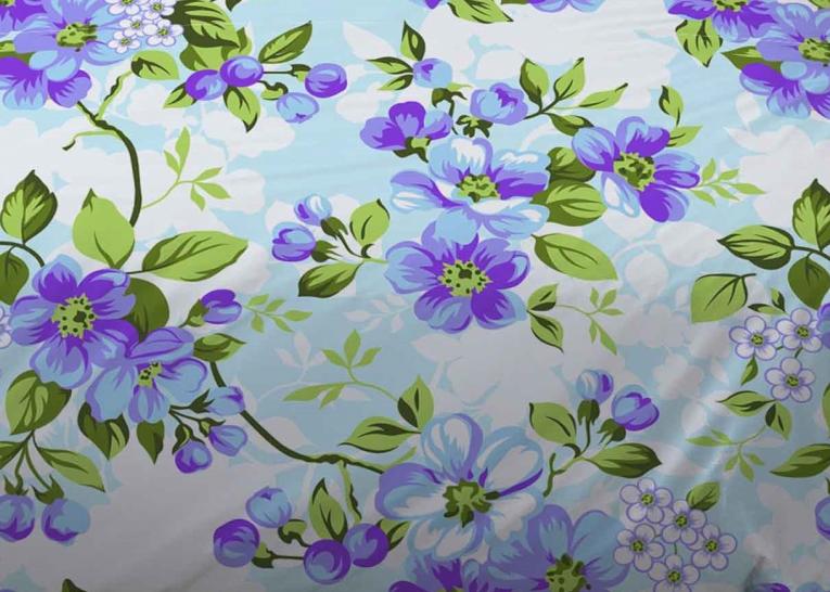 Ткань Яблоневый цвет голубой Бязь 150 см  - фото 1