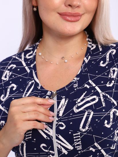 Халат женский на молнии с карманами (01053, синий) - фото 9