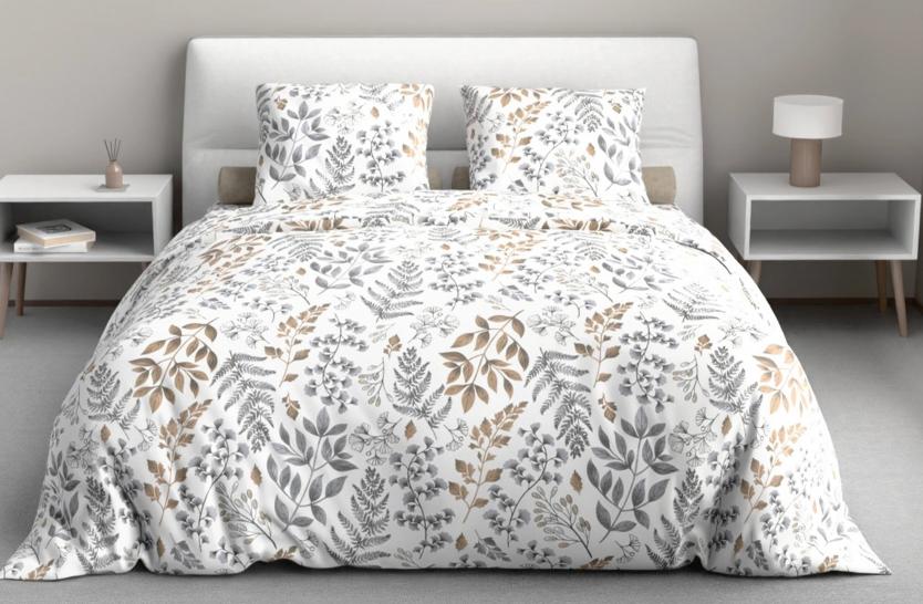 Комплект постельного белья Листопад серый бязь - фото 1