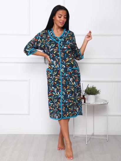 Халат женский на пуговицах с карманами (00958, синий) - фото 14