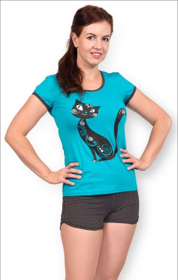 Пижама с шортами, принт, бирюза (279-1) - фото 2