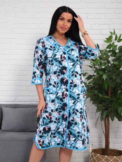 Халат женский на пуговицах с карманами (01076, бирюзовый) - фото 4