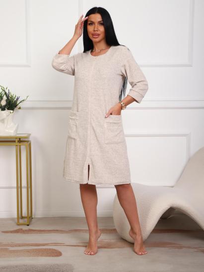 Халат махровый на молнии (01075, светло-бежевый) - фото 1