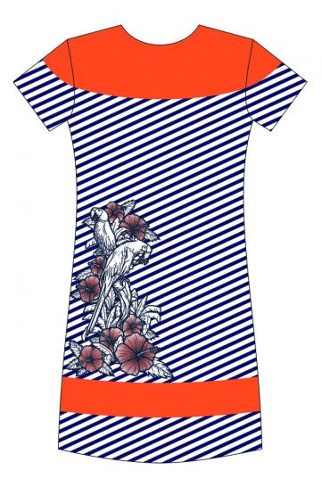 Платье "Полоска - диагональ", принт, коралл (338-2) - фото 2