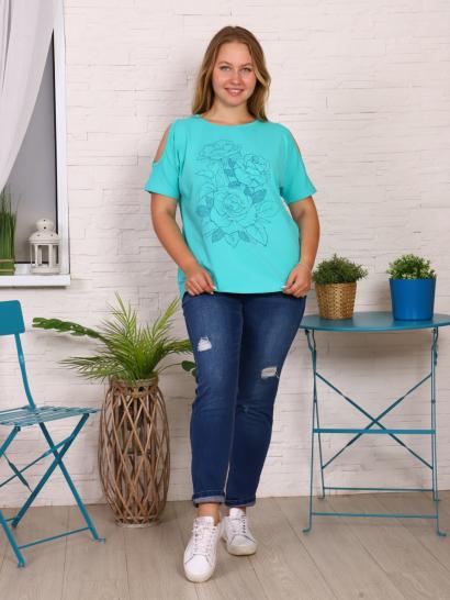 Футболка, принт, изумруд (722-5 кулирка с лайкрой) - фото 1