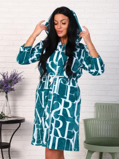 Халат велюровый на молнии с капюшоном, изумруд (868-5) - фото 6