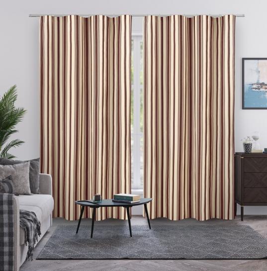 Шторы длинные Полоса коричневая - фото 1