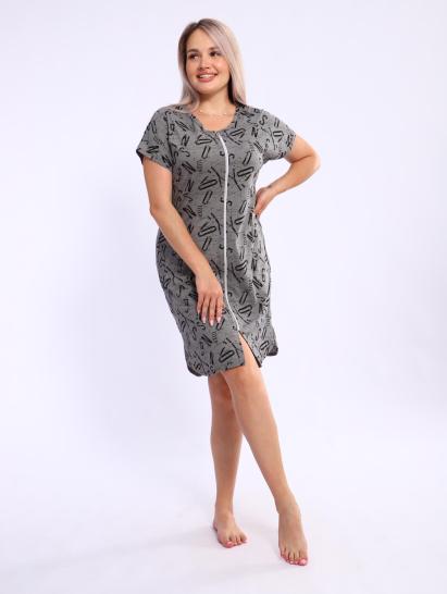 Халат женский на молнии с карманами (01053, серый) - фото 1