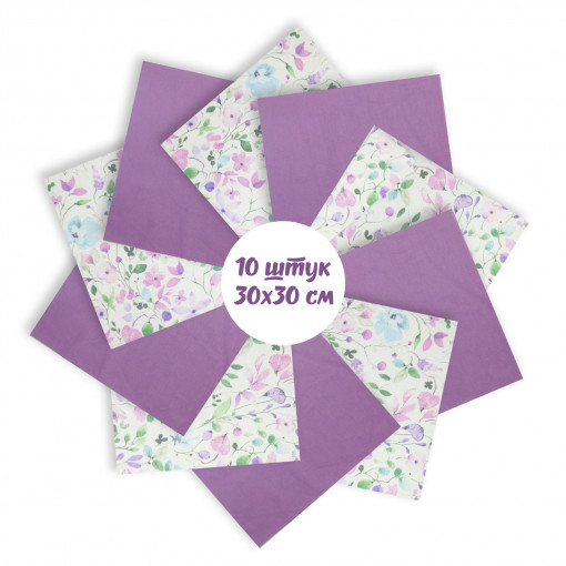 Набор лоскута Весеннее настроение фиолетовый (10 лоскутов 30*30 см) - фото 2