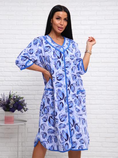 Халат велюровый на пуговицах (01022, голубой) - фото 6