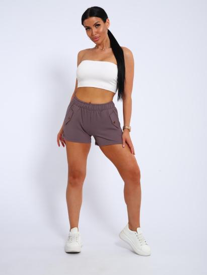 Шорты с карманами, футер с лайкрой 2-х нитка (00994, кофе) - фото 13