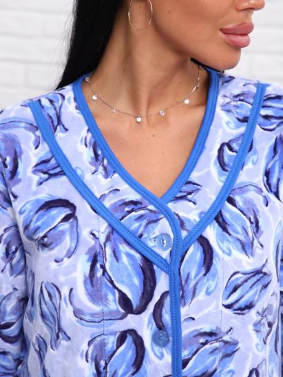 Халат велюровый на пуговицах (01022, голубой) - фото 3