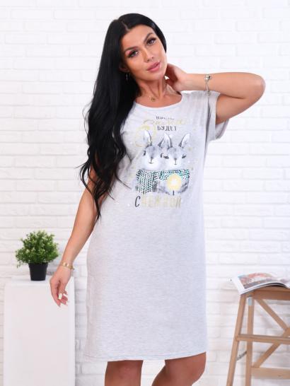 Сорочка, принт "Новогодние зайки", серый (880-1) - фото 7