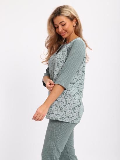 Пижама с брюками футер с начёсом (01059, зеленый) - фото 10