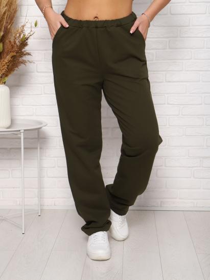 Брюки с карманами, футер с лайкрой 2-х нитка (00965, хаки) - фото 5