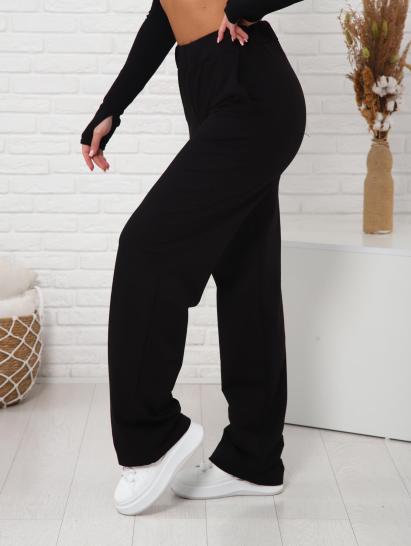 Брюки с карманами футер с лайкрой (01038, черный) - фото 3