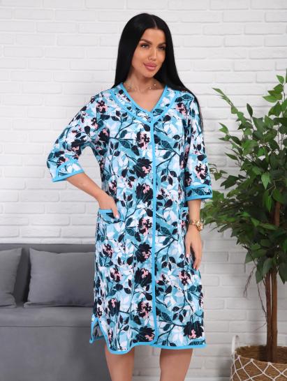 Халат женский на пуговицах с карманами (01076, бирюзовый) - фото 6