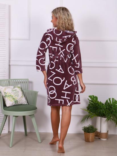 Халат велюровый на молнии с капюшоном, бордо (868-1) - фото 8