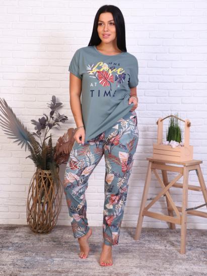 Костюм с брюками, принт, "Олива" (789-1) - фото 2