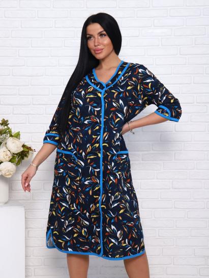 Халат женский на пуговицах с карманами, темно - синий (958-3) - фото 3