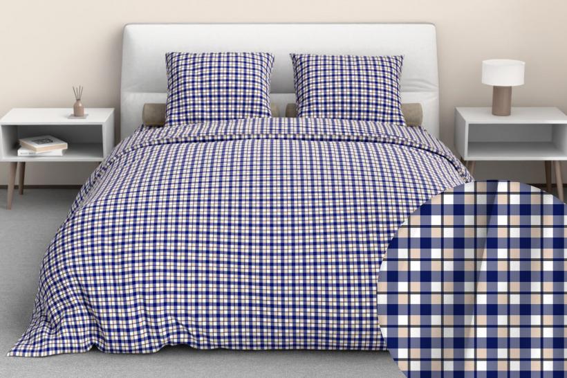 Комплект постельного белья Лайн синий бязь - фото 1