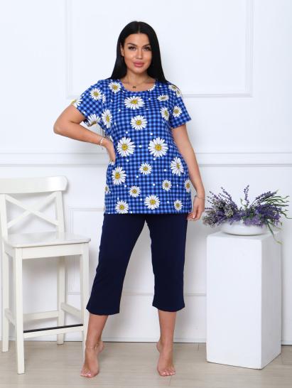 Костюм с бриджами, синий клетка (891-3) - фото 1