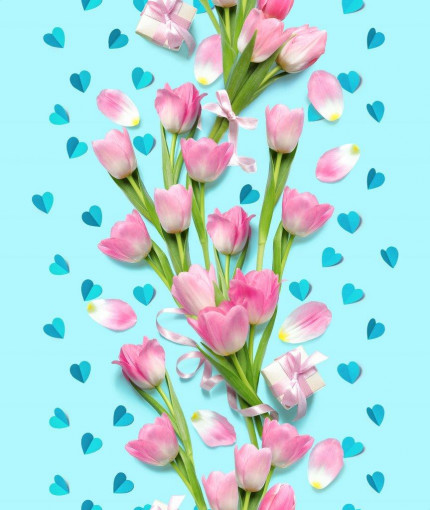 Ткань вафельная Тюльпаны ширина 50 см - фото 1