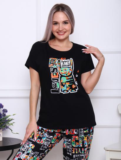 Костюм с брюками, принт, черный (896-1) - фото 6