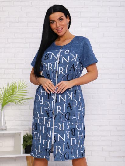 Халат женский на молнии с карманами (00980, голубой) - фото 3