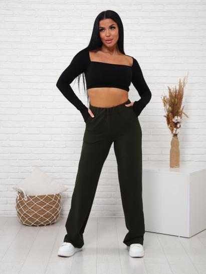 Брюки с карманами футер с лайкрой (01038, хаки) - фото 13