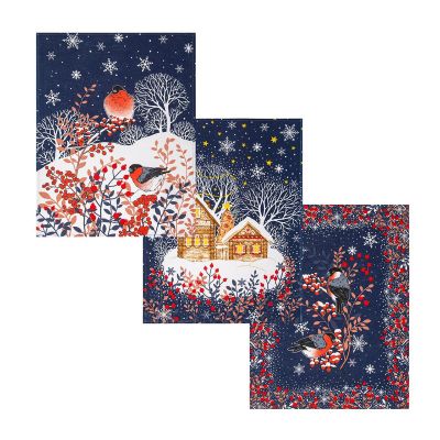 Набор полотенец Снежная сказка рогожка - фото 1 Набор полотенец Снежная сказка рогожка - фото 1