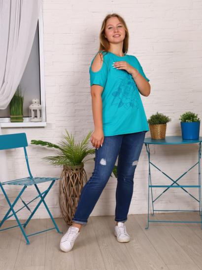Футболка вискоза, принт, изумруд (722-1 вискоза) - фото 1