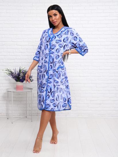 Халат велюровый на пуговицах (01022, голубой) - фото 13