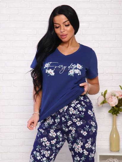 Костюм домашний с брюками, принт (00964, синий) - фото 3