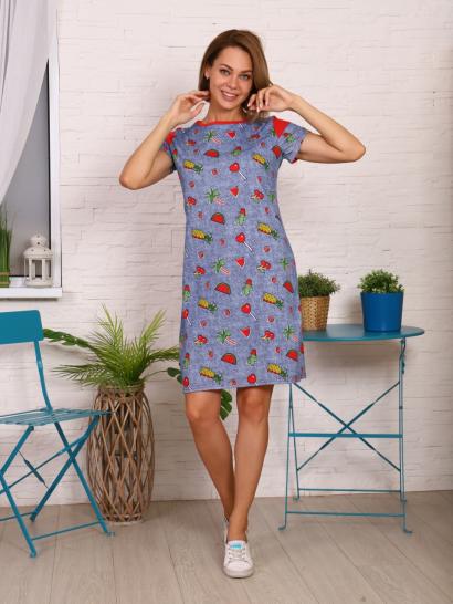 Платье трикотажное, джинс - полоска "Фрукты" (361-1) - фото 4