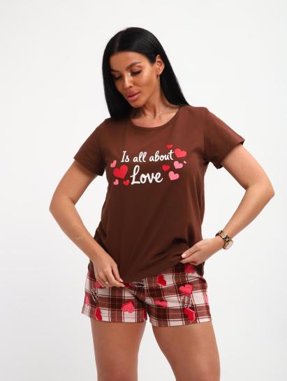 Пижама с шортами (01067, коричневый) - фото 6