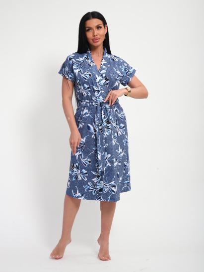 Халат женский запашной (01069, синий) - фото 17