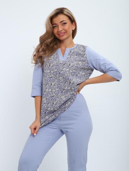 Пижама с брюками футер с начёсом (01059, серо-голубой) - фото 3
