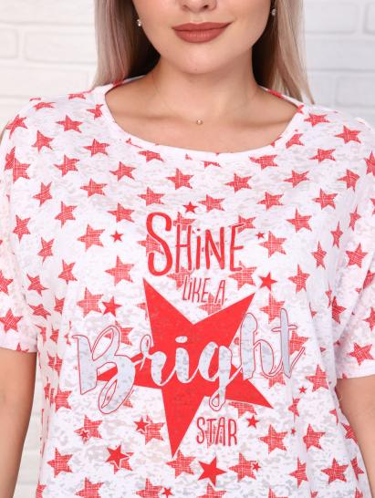 Футболка вискозная, принт, красный (383-2) - фото 11