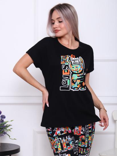 Костюм с брюками, принт, черный (896-1) - фото 5