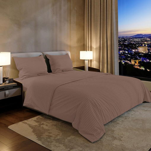 Комплект постельного белья Шпинель мокко страйп-сатин - фото 1