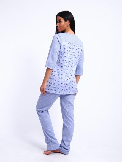 Пижама с брюками футер с начёсом (01059, голубой) - фото 9