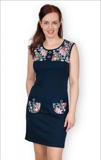 Платье с карманами интерлок - пенье, цветок (148-1) - фото 2