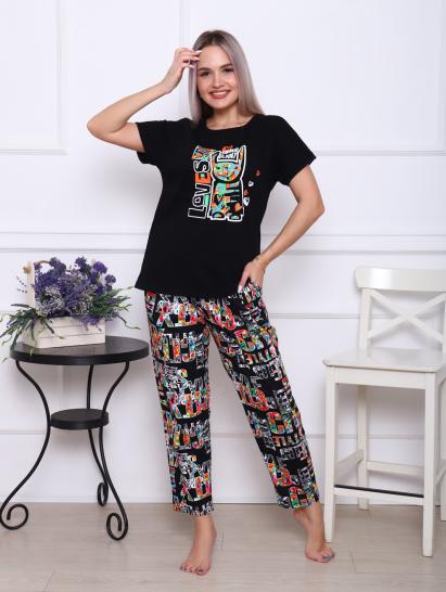 Костюм с брюками, принт, черный (896-1) - фото 12