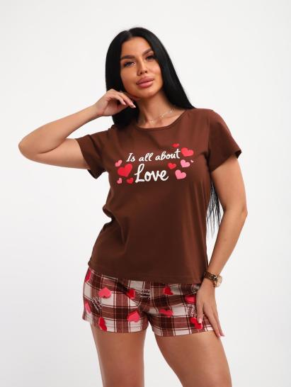 Пижама с шортами (01067, коричневый) - фото 14