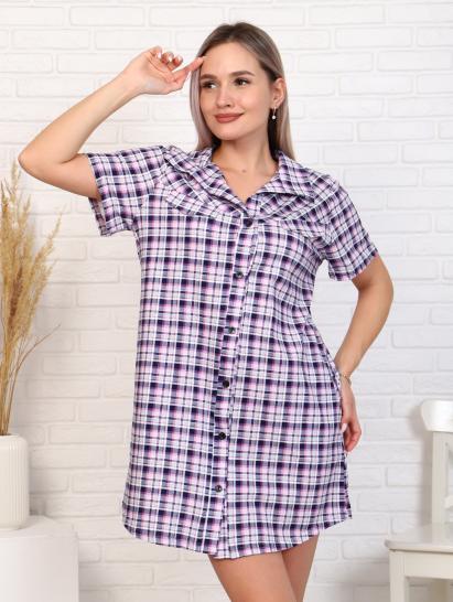 Халат - рубашка на пуговицах с карманами, сирень (890-3) - фото 4