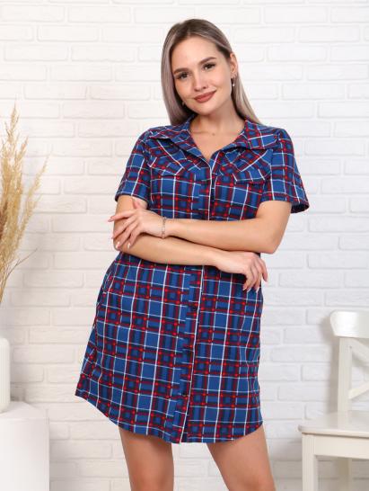 Халат - рубашка на пуговицах с карманами, синий (890-5) - фото 4