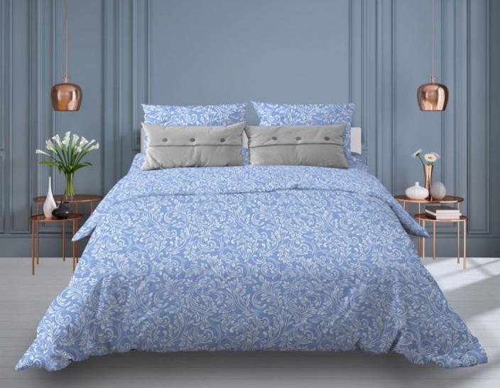 Наволочка Завиток голубой бязь - фото 1